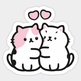 cute cartoon cat couple Valentine Sticker